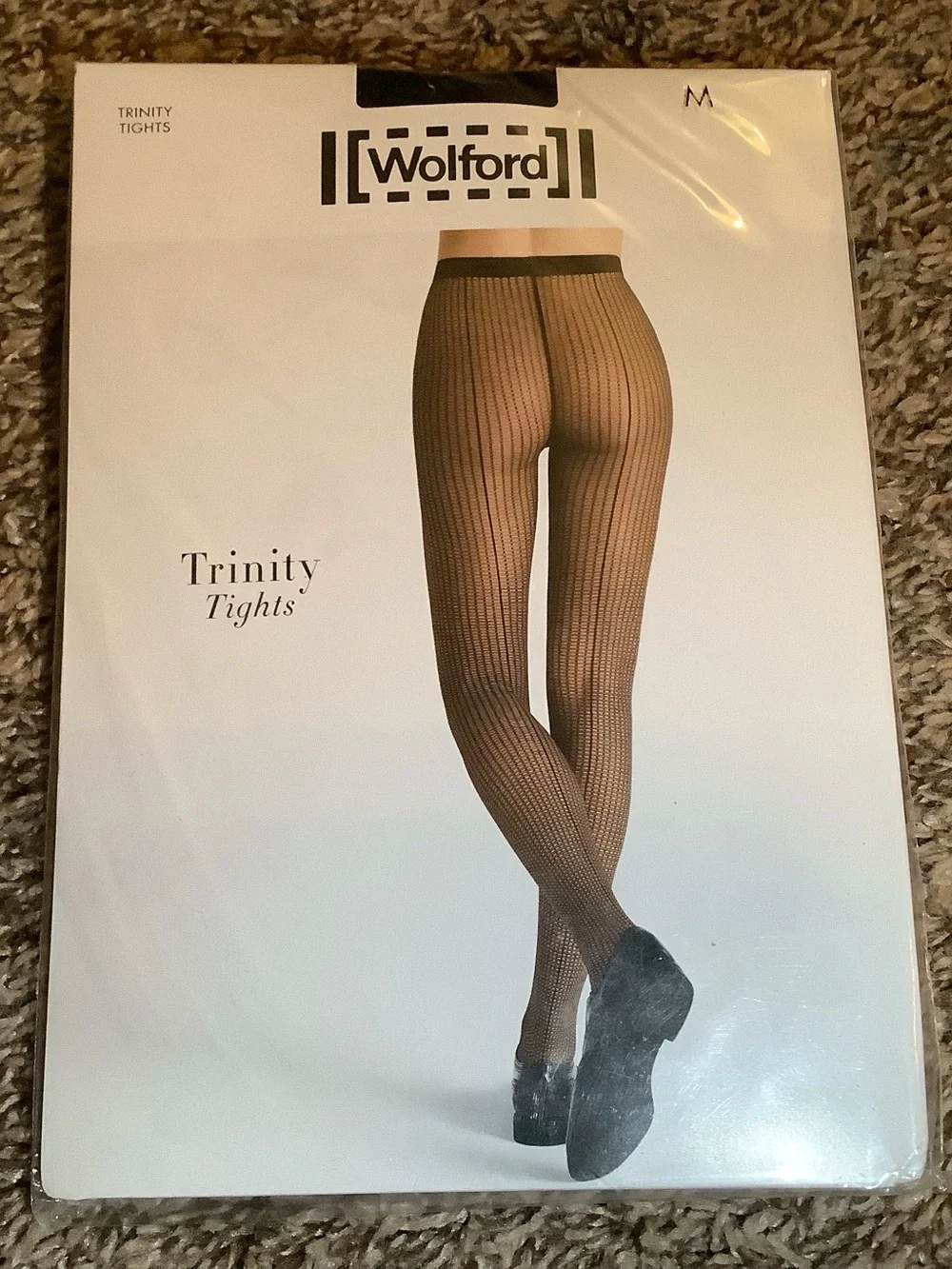 Wolford Trinity tights, strip design, color black/black, size: M